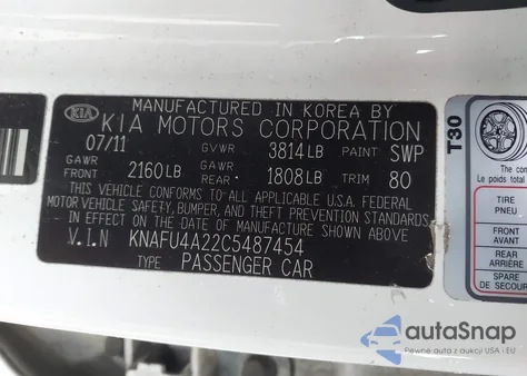 2012 Kia Forte Ex z USA, uszkodzony, nr VIN KNAFU4A22C5487454